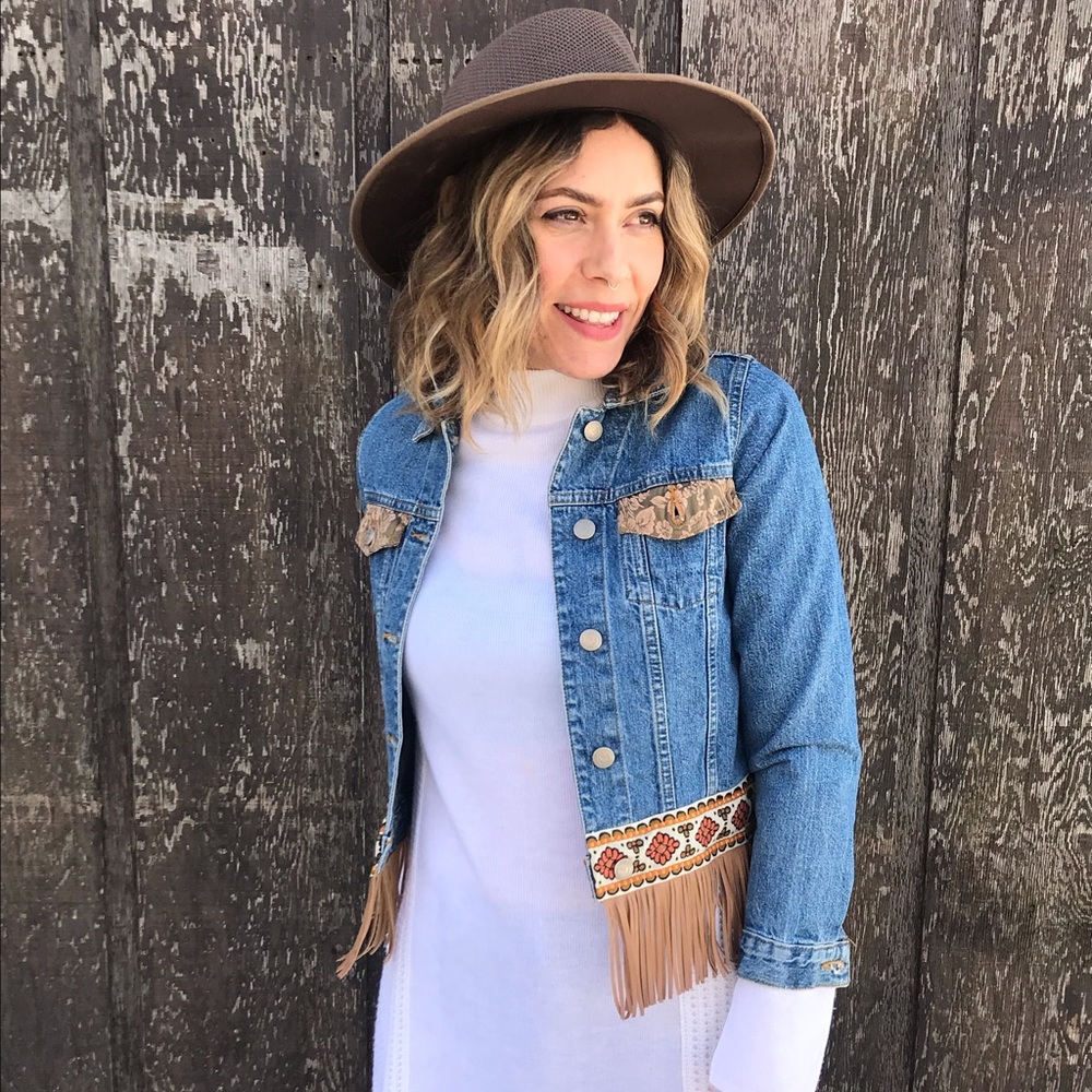 Handmade Upcycled Denim Jacket - Picture 3 of 6